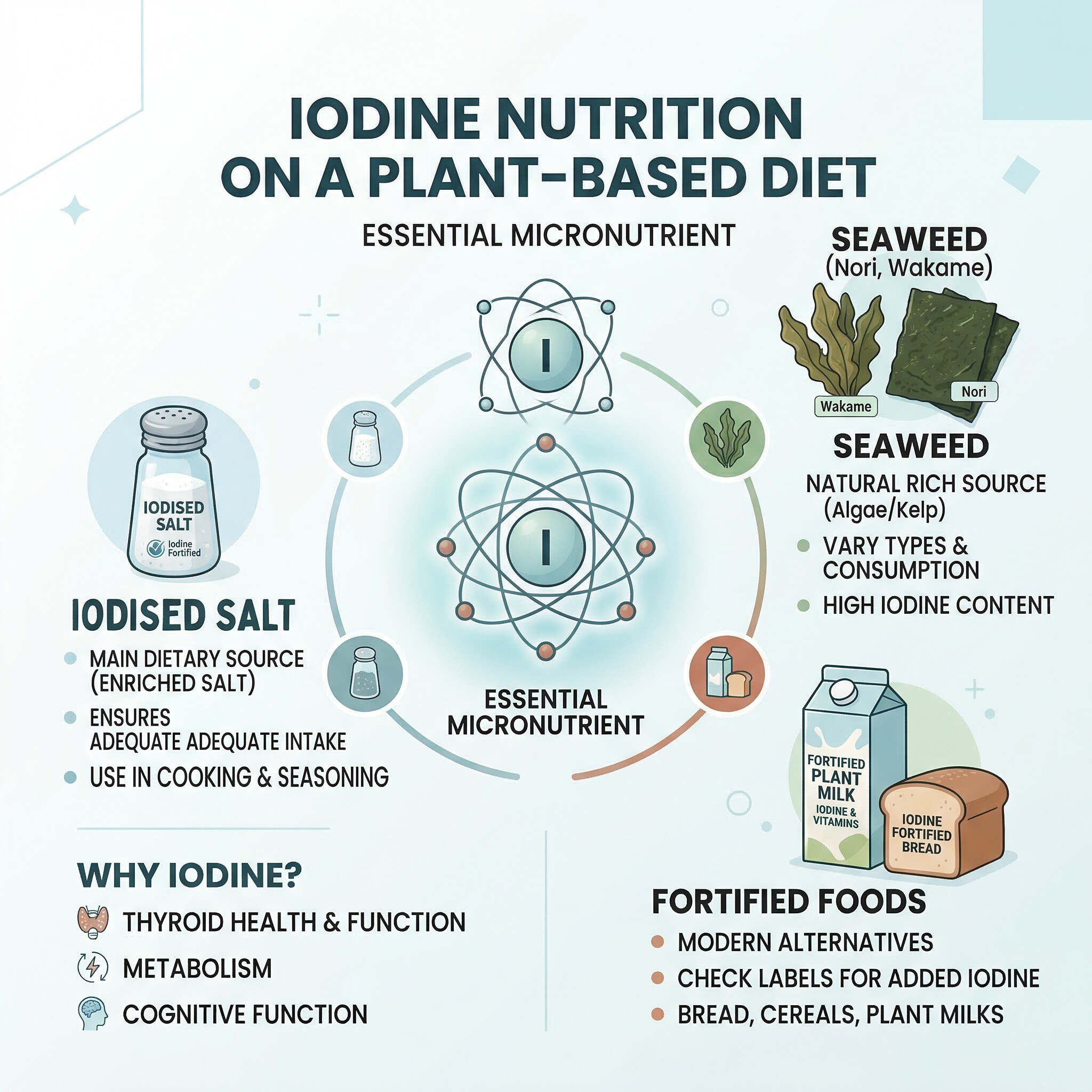 plant-based iodine sources including iodised salt seaweed and fortified foods