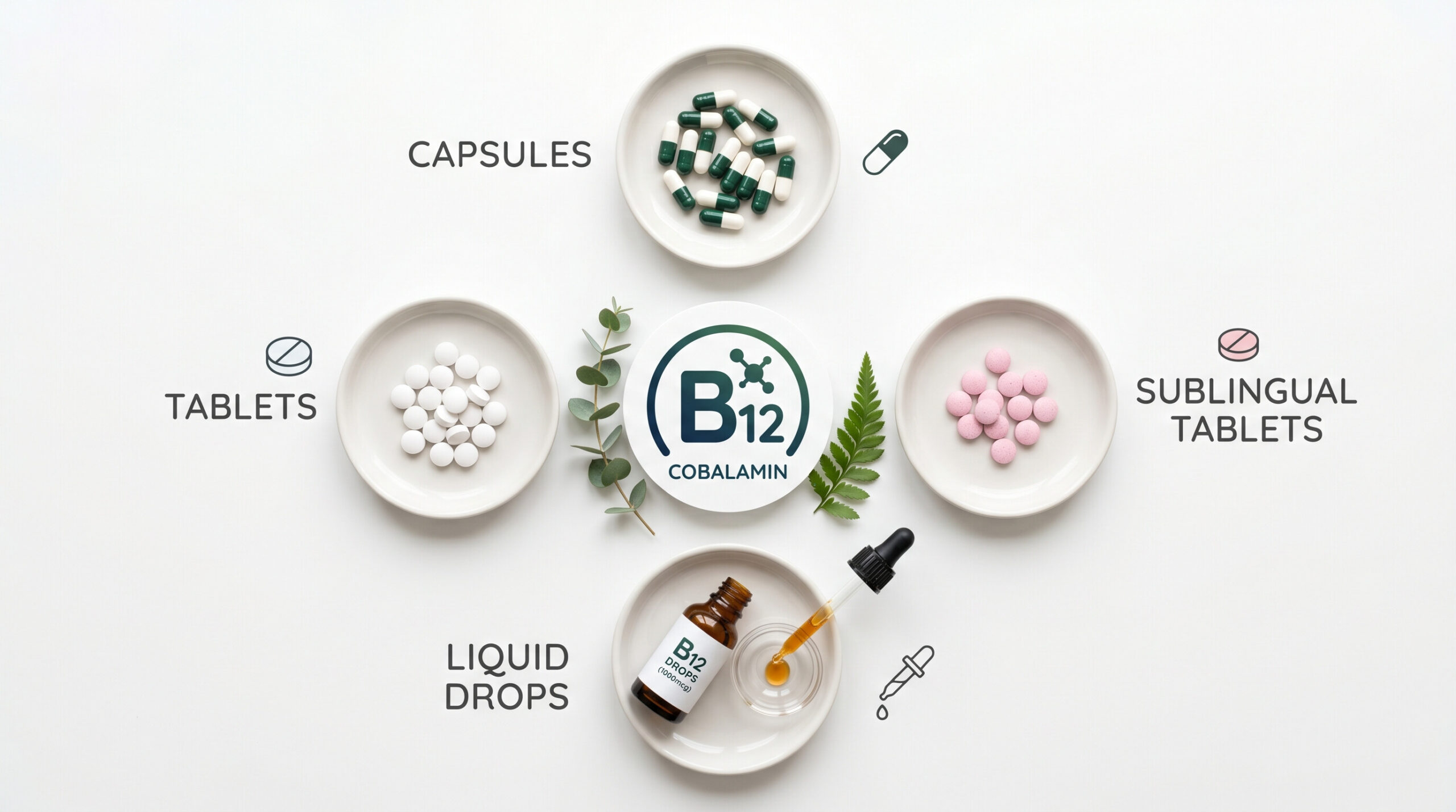different forms of vitamin B12 supplements for plant-based diets